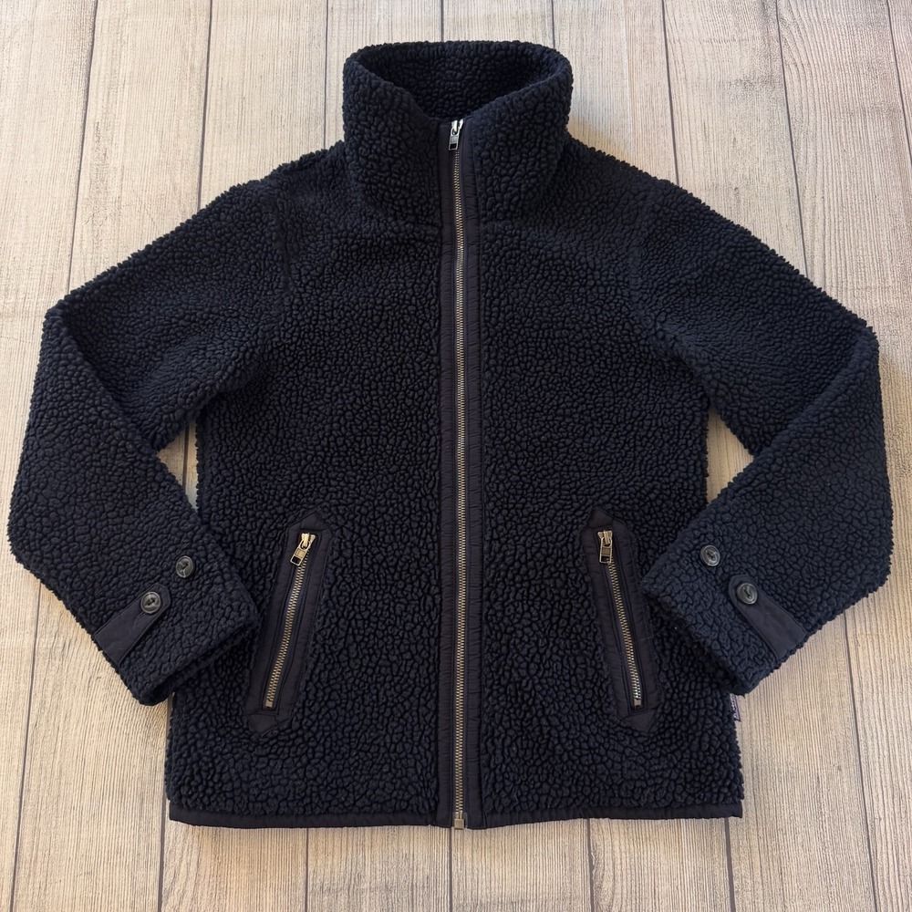 Patagonia Jacket Womens Size XS Navy Blue Divided Sky Sherpa Fleece Full Zip